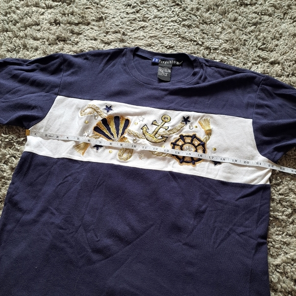 I.B. Diffusion | Blue & white embroidered sailing graphics with rhinestones - Picture 9 of 10